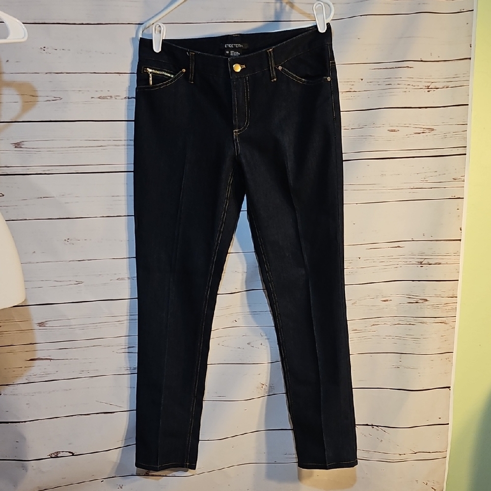 Etcetera Dark Wash Denim Jeans Size 10 Zipper Pocket‎ Classic Style